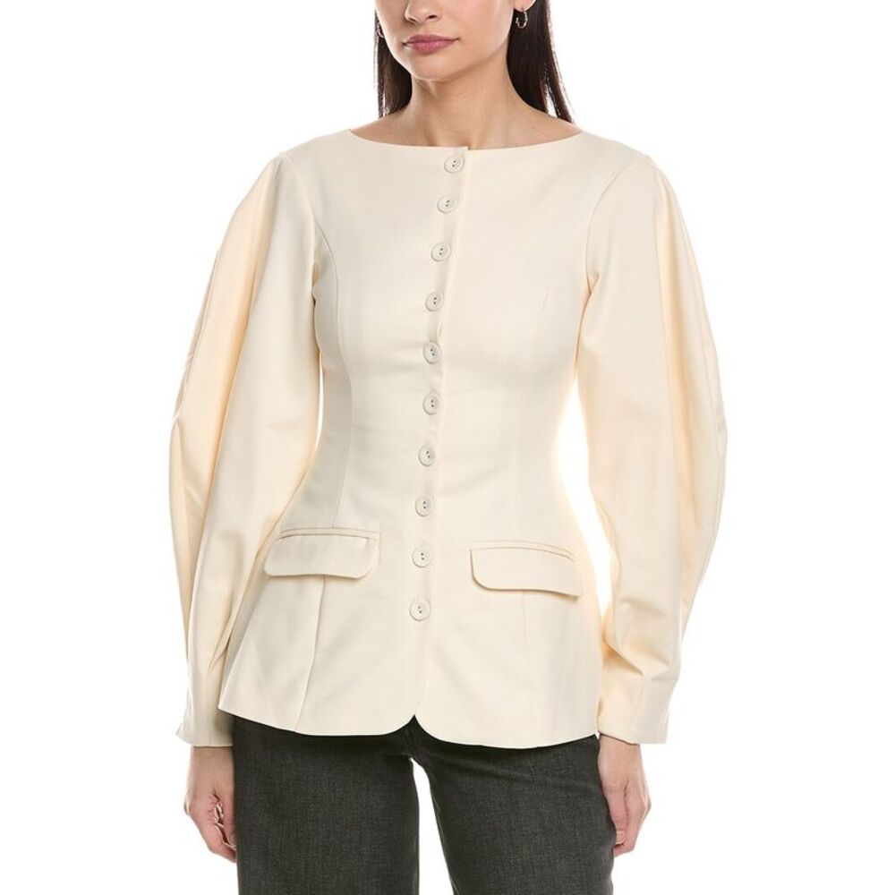 Weworewhat Womens  Peplum Cocoon Blazer, White